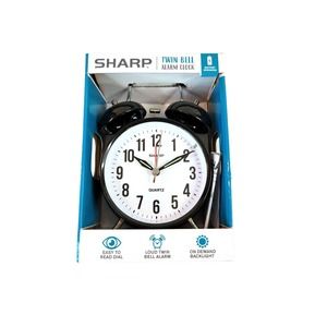 Sharp Black Twin Bell Alarm Clock Loud Bell Alarm NEW IN BOX